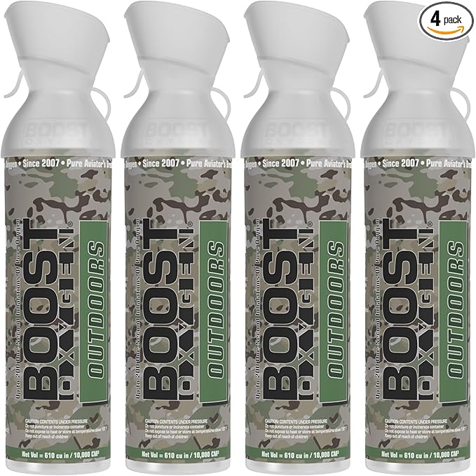 Boost Oxygen Large Outdoors Natural Aroma 10 Liter Canister | Respiratory Support for Aerobic Recovery, Altitude, Performance and Health (4 Pack)