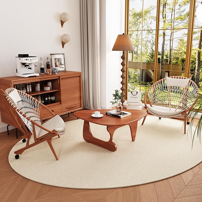 LUCKIIA Coffee Tables Wood Small Farmhouse Coffee Table Mid-Century Modern Wood Center Table for Living Room, Walnut, 35 Inch