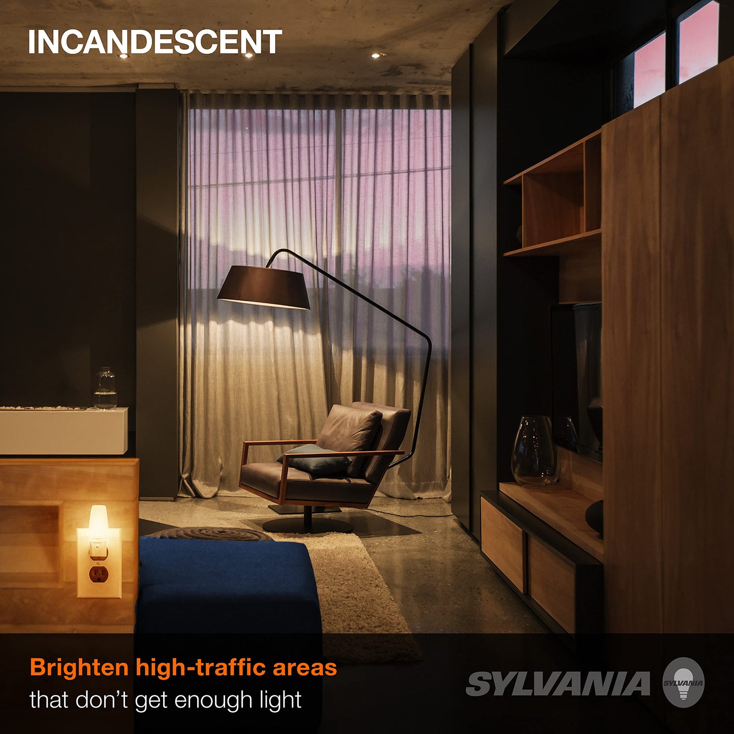 Sylvania Incandescent 4W C7 Night Light Bulb, E12 Candelabra Base, 15 Lumens, Frosted Finish, 2850K, White - 4 Pack (13553)