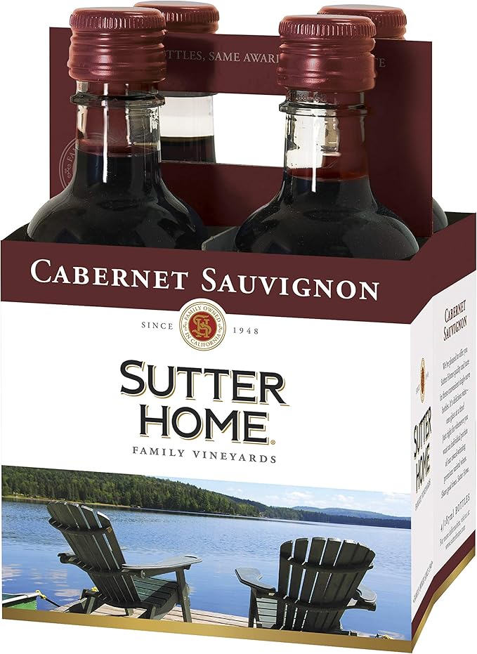 Sutter Home Cabernet Sauvignon, Red Wine, 187 mL Bottles, 4 Pack