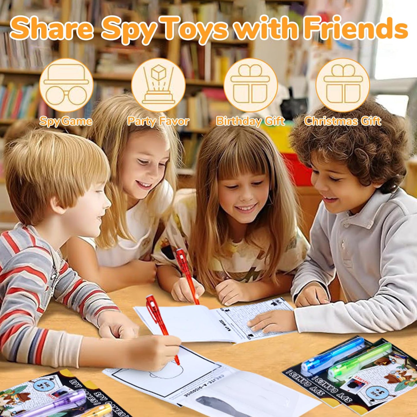 JoyCat 24 Pcs Invisible Ink Pens with UV Light for Kid, Valentines Spy Pen Party Favors for Kids 4-8 8-12,Goodie Bags Stuffers for Boys Girls