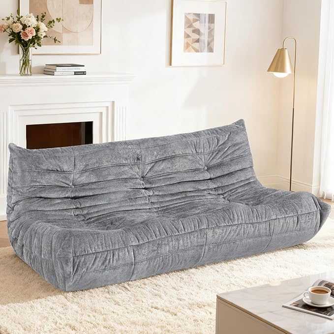 HABUTWAY Bean Bag Chair, Giant Bean Bag Chairs for Adults, 3 Seater Fireside Chair, Lazy Large Floor Bean Bag Sofa for Living Room, Bedroom, Dorm, Office (Light Grey)