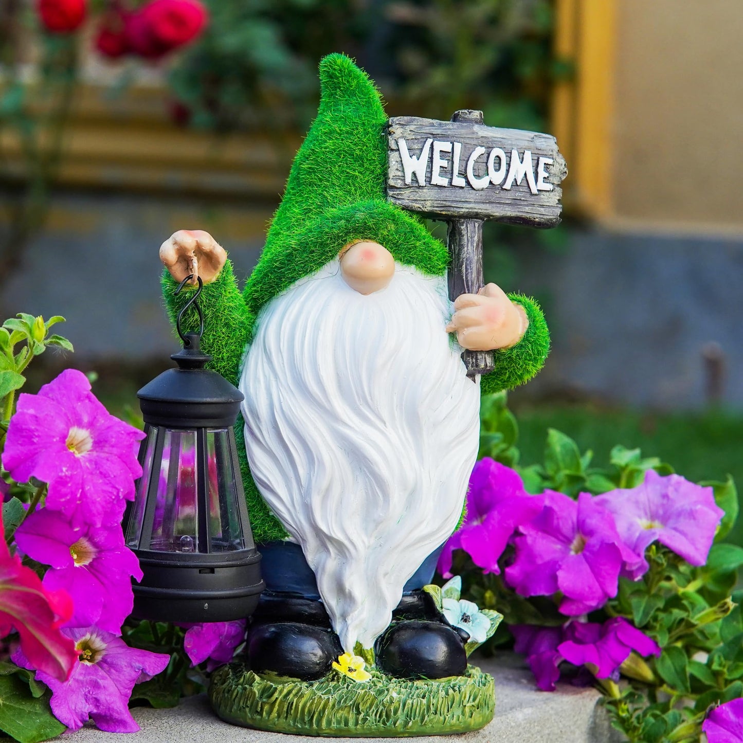 Garden Gnomes Outdoor with LED Solar Light - 11’’ Funny Gnome Decorations/ ornaments for Home/Yard/Patio Solar Lantern Garden Statues - Decor -Deals/clearance - Housewarming/Birthday Gifts