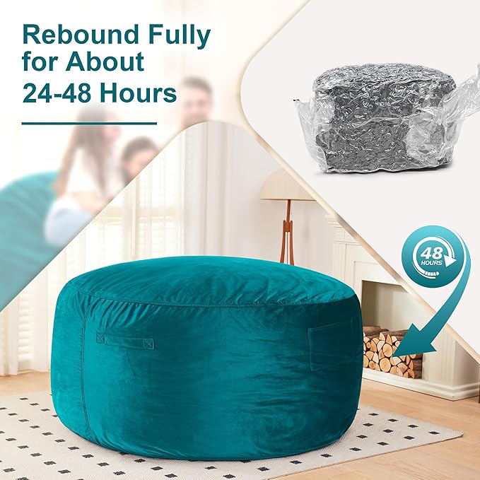 HABUTWAY Bean Bag Chair: Giant 6' Memory Foam Furniture Bean Bag Chair with Microfiber Cover - 6Ft,Sea Blue