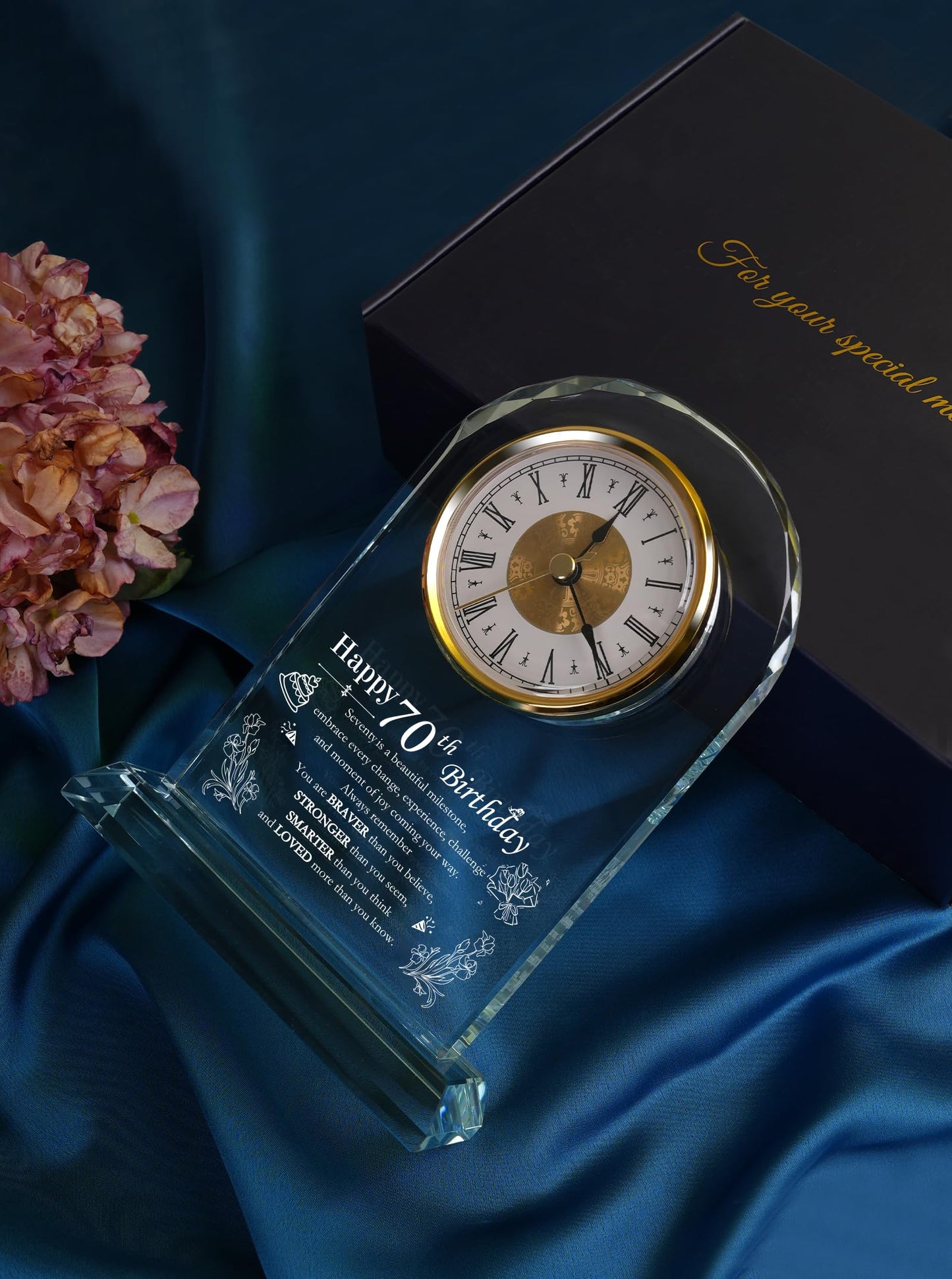 Unique Happy 70th Birthday Gifts for Women, Men, Mom, Dad, Grandma, Grandpa, 70 Year Old Birthday Present Quartz Clocks with Blessing Decorations for Her, Him, Parents, and Couples