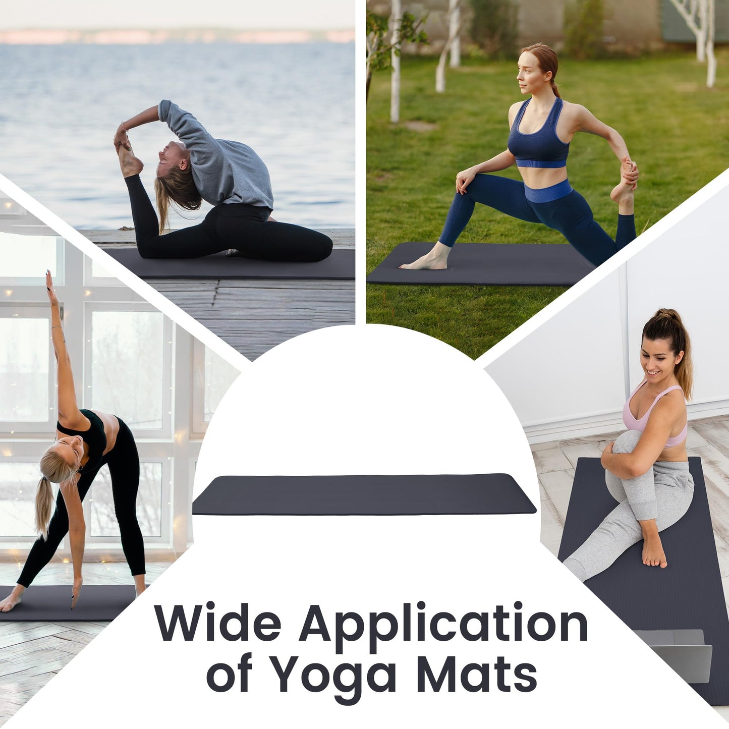 Fitvids 1/2-Inch Thick High Density Foam Exercise Yoga Mat with Carrying Strap, For Cushioning The Body Against Hard Floors, Graphite