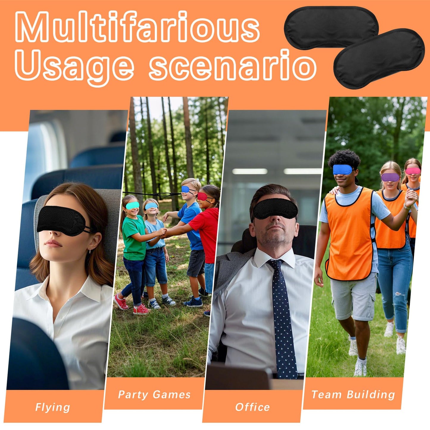 40 Pcs Blindfolds for Party Games, Multi-Color Eye Mask Sleep Masks Bulk with Nose Pad and Adjustable Strap for Women Men 4 Layers Blindfold Sleeping Mask for Team Building