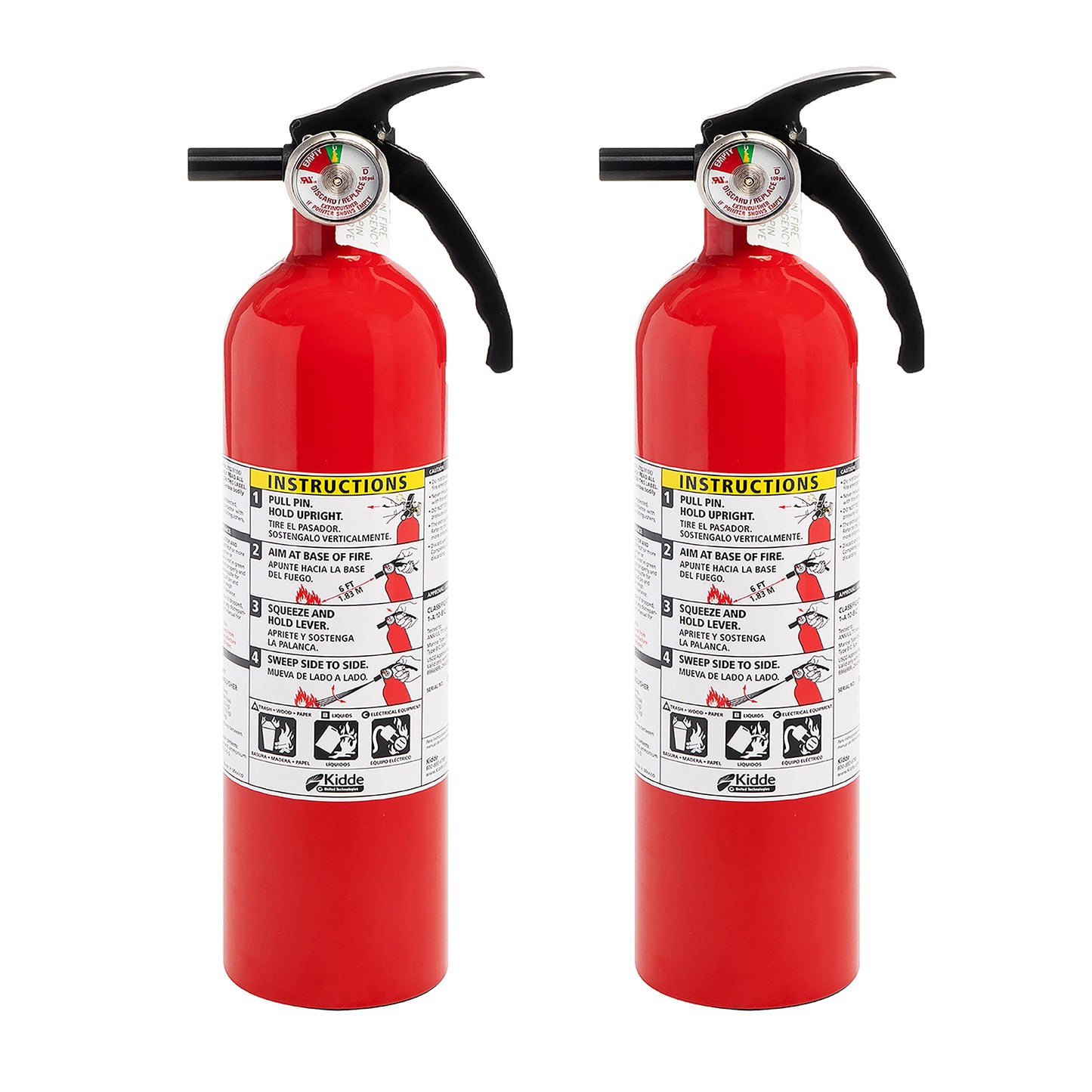 Kidde Smoke Detector with LED Indicators, Fire Extinguisher for Home 1-A:10-B:C Dry Chemical Extinguisher 2 Pack