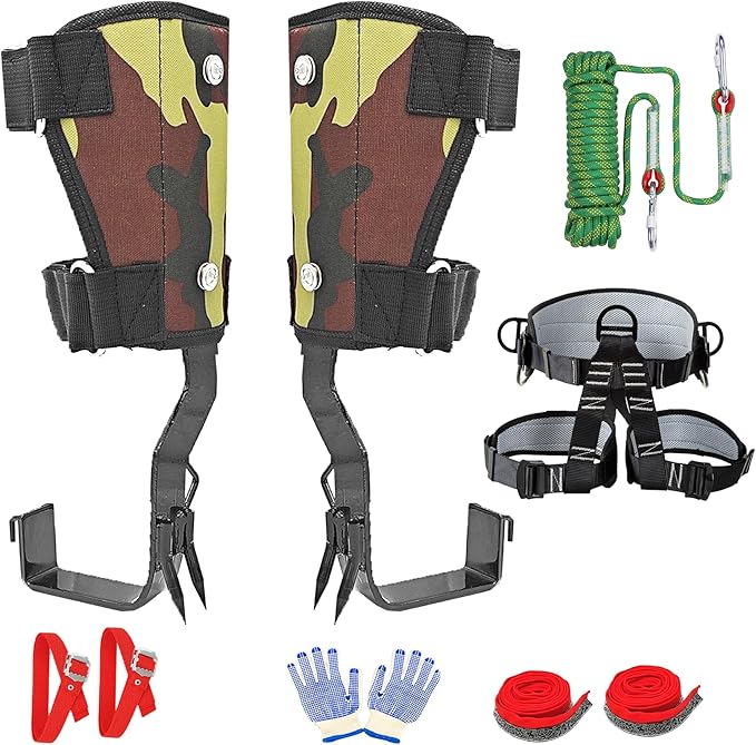 kilogorge Tree Climbing Gear with Canvas Adhesive Style, Tree Climbing Spikes, Tree Climbing Kit with 2 Claws and Wide Ped...