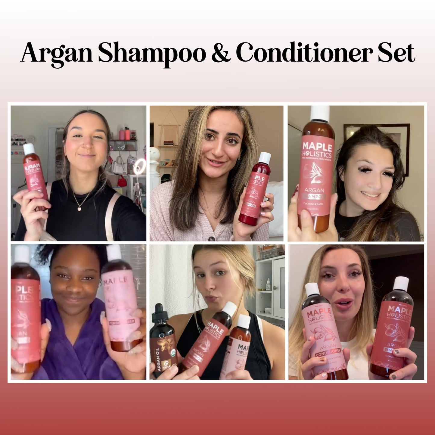 Argan Oil Shampoo and Conditioner for Dry Hair - Paraben and Sulfate Free Shampoo and Conditioner Set for Dry Hair Frizz Curl Ca