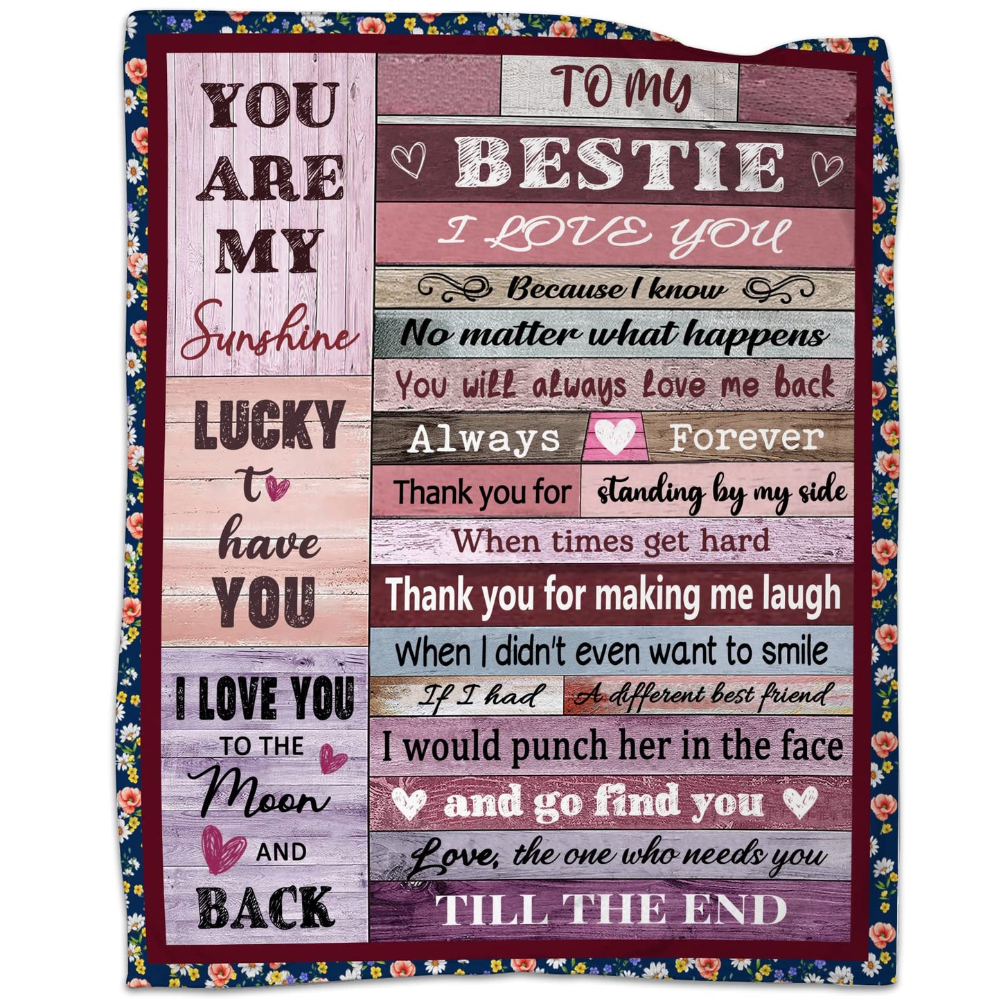 AJIIUSV Best Friends Blanket Gifts for Women, Bestie Gifts for Women Work Bestie, BFF, Soul Sister on Birthday, to My Best Friend Throw Blanket 50"X60"