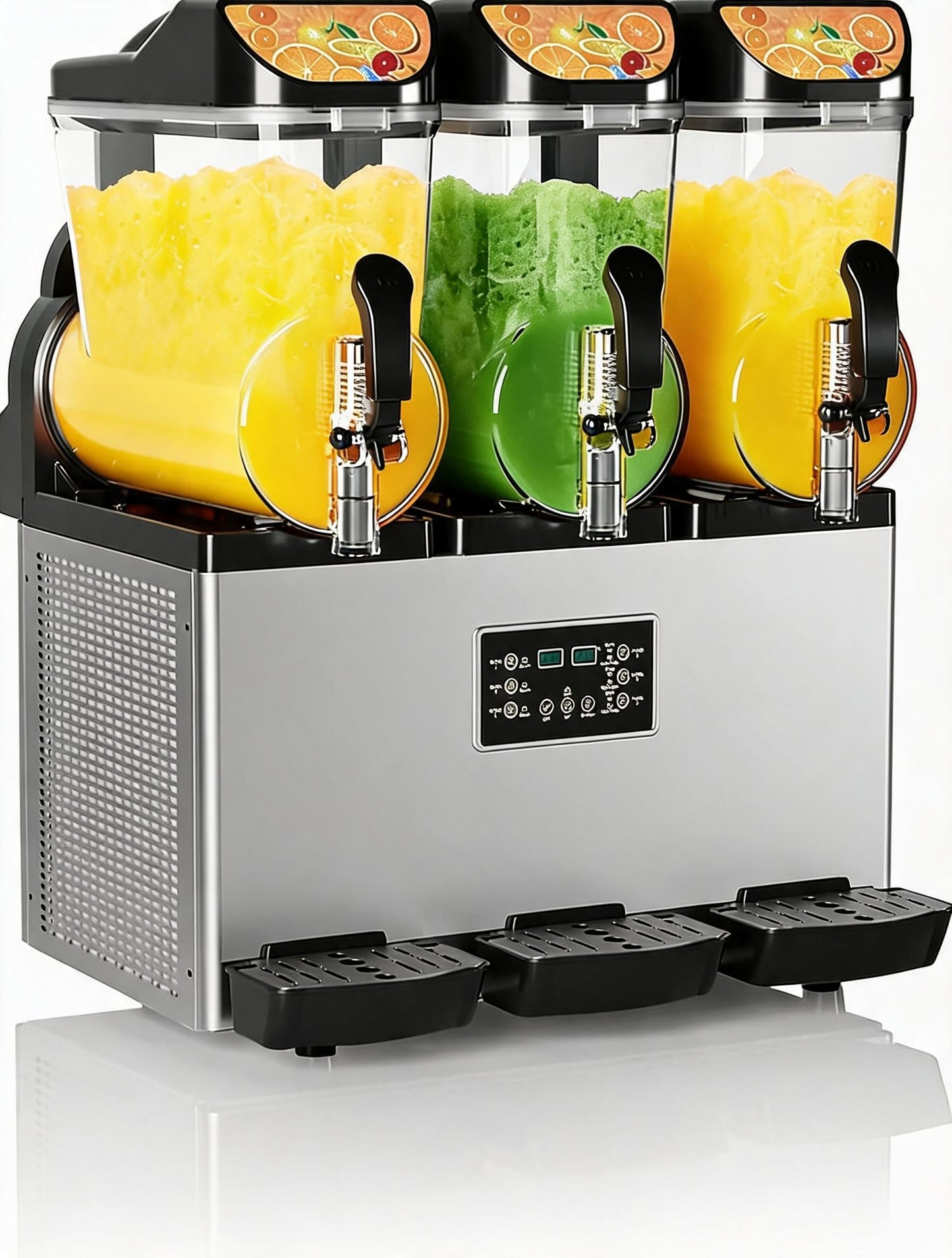 Commercial Slushy Machine 15L×3 Triple Tank, 45L Frozen Drink Machine, 180 Cups 1200W Stainless Steel Margarita Slush Maker, Fast Cooling Low Noise Auto Clean, for Restaurants Cafes Bars Food Trucks