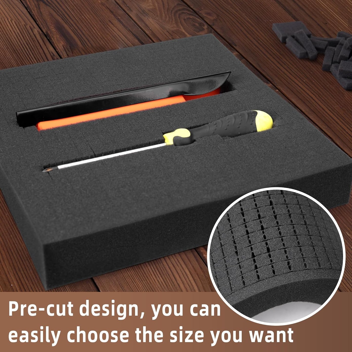 DECOHS 4 Pcs Pick and Pluck Foam Insert - 12 x 12 x 2 Inch Pre Cube Sheet Foam with Bottom Use for Board Game Box Cases Storage Drawer