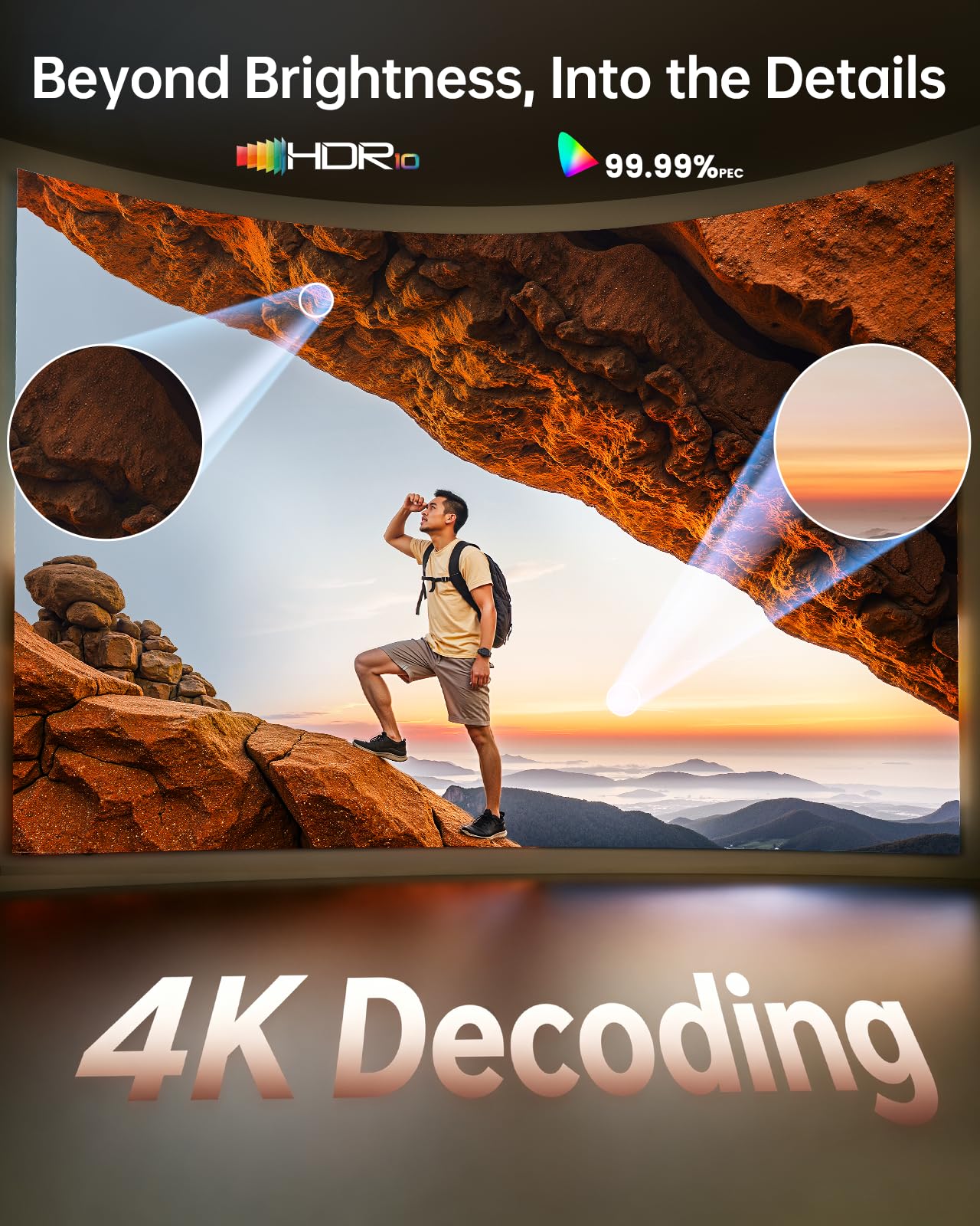 Smart Projector【Compatible with Netflix】4K Projector with WiFi 6 and 2-Way Bluetooth, AI Auto Focus & Keystone, 20W Dolby Audio,Built-in Apps,TOPTRO A1 Portable Proyector for Outdoor / Home Movie