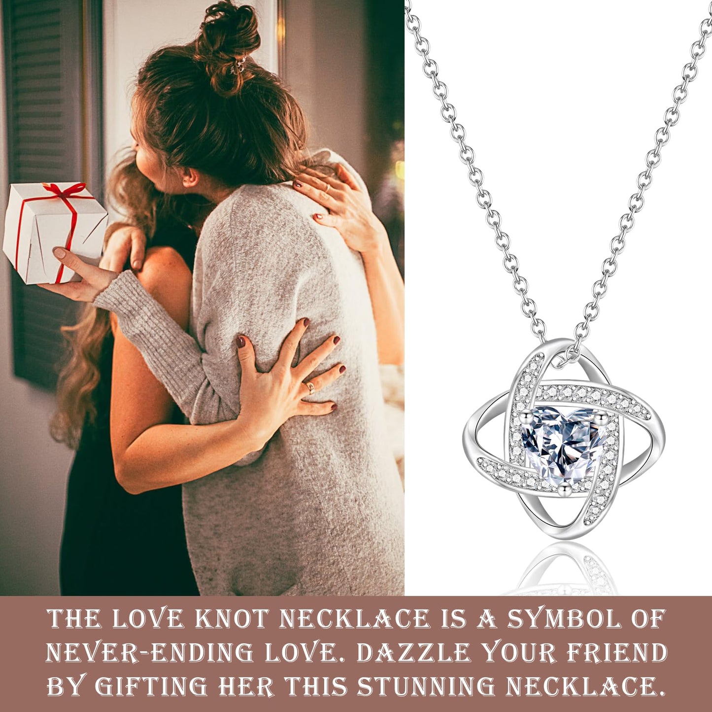 EPIRORA Best Friend Birthday Gift for Women- Love Knot Pendant Necklace for Bestie, Friendship Bff Jewelry Gifts for Friend, 18"