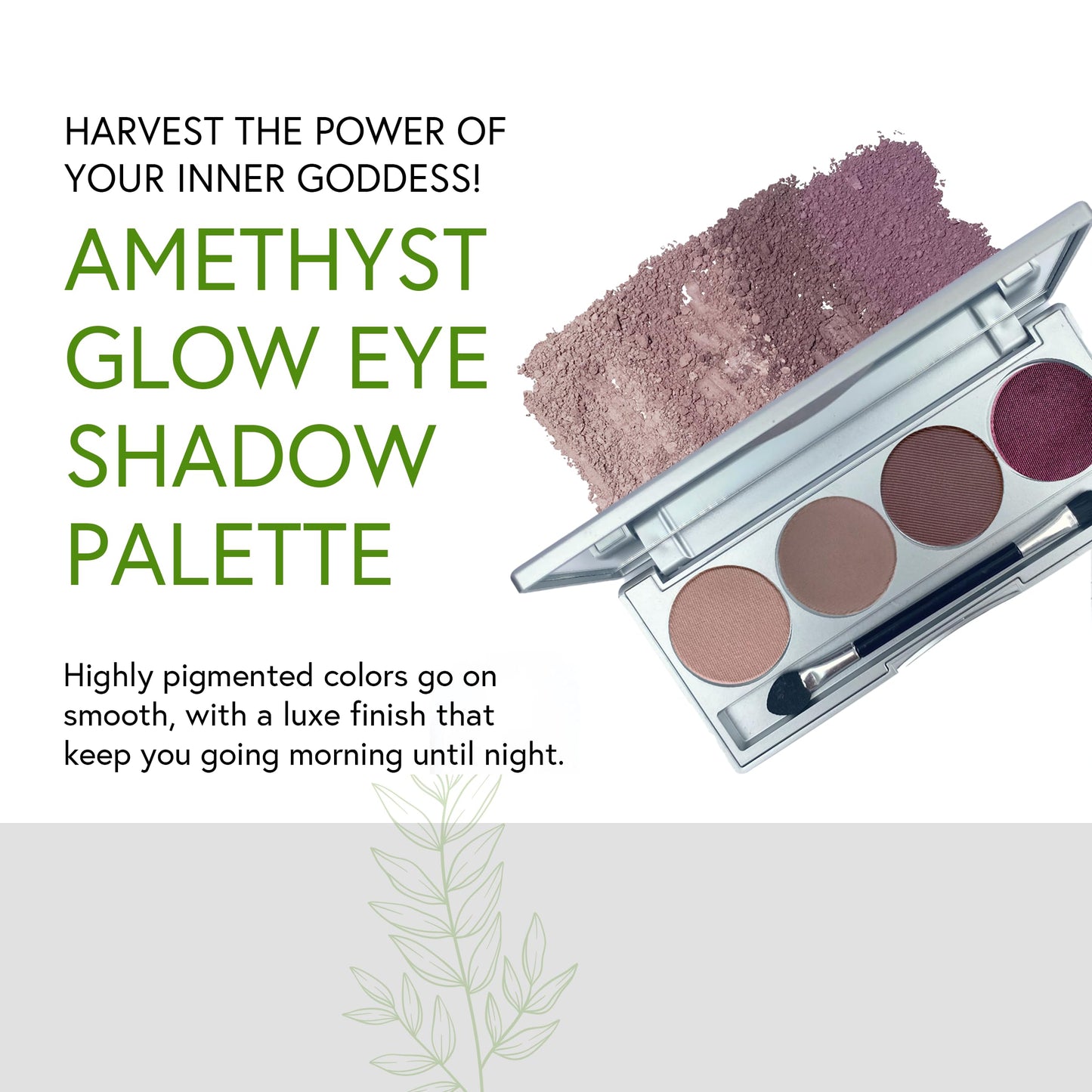 Honeybee Gardens Amethyst Glow Eye Shadow Palette, Clean and Bold, 4 Highly Pigmented Colors With Long Lasting Luxe Finish, Vega