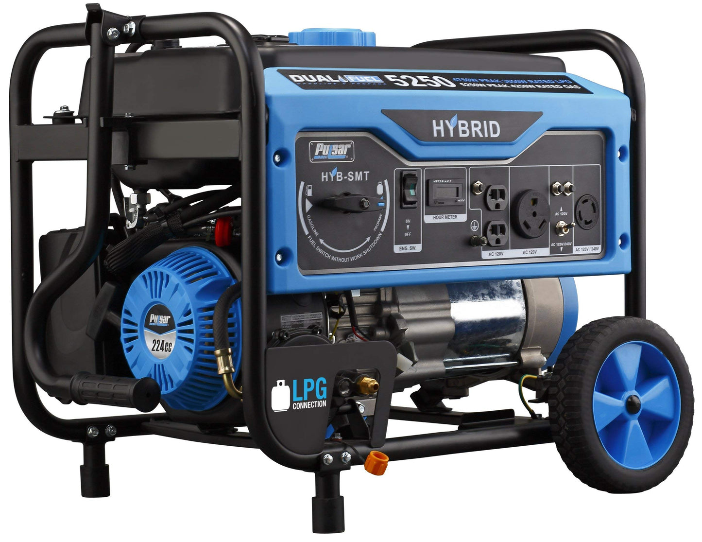 Pulsar 5,250W Dual Fuel Portable Generator with Switch and Go Technology, PG5250B