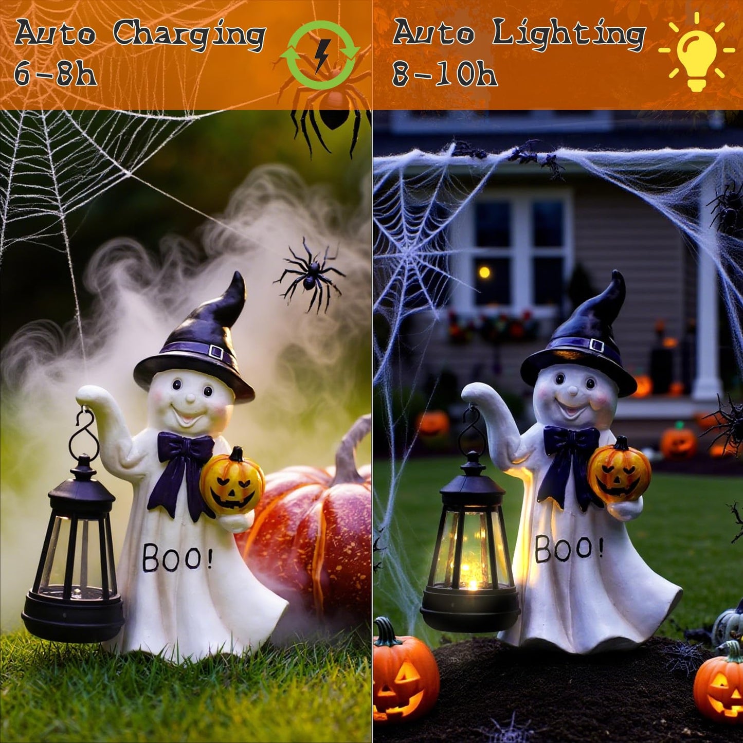Halloween Decoration Ghost Solar Lantern Outdoor - Cute Halloween Decor for Garden Home Patio Balcony : Unique Gifts for Holiday Decorations