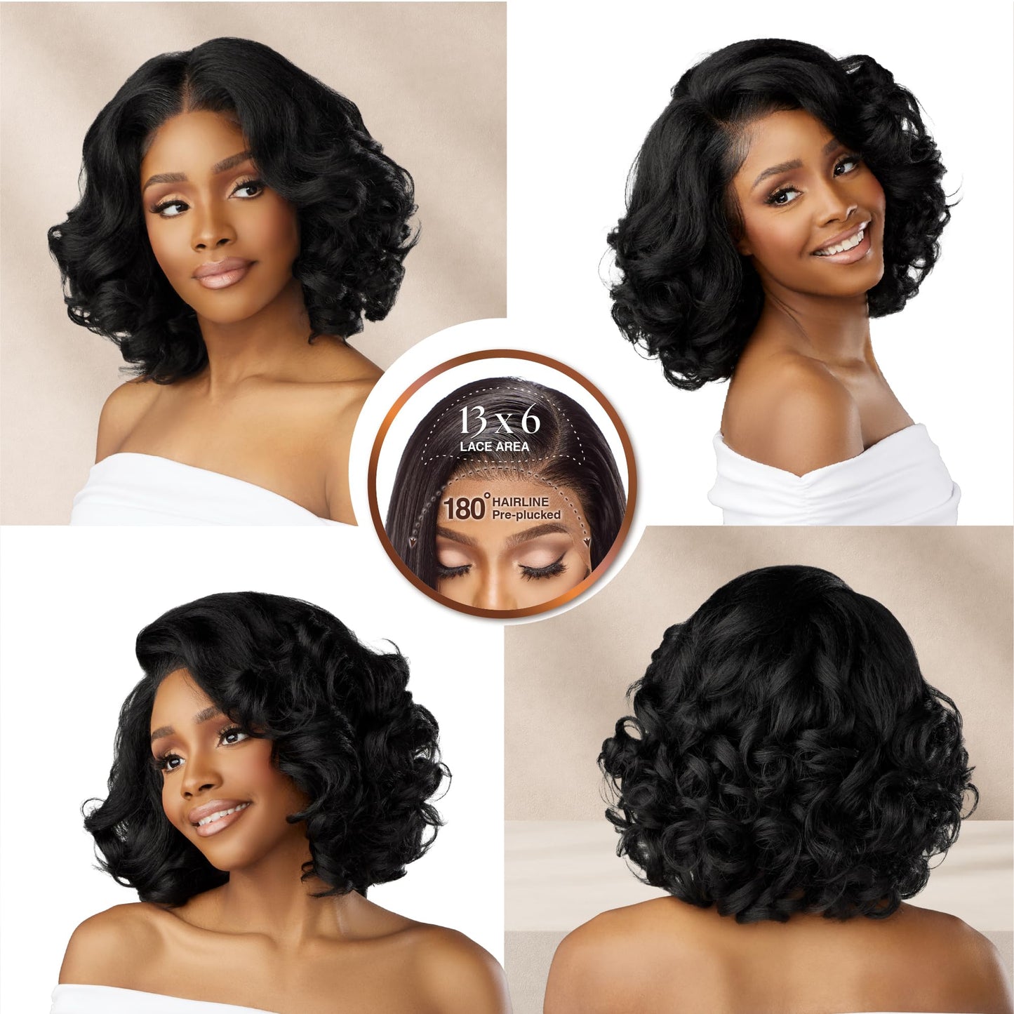 Sensationnel Bare Lace 13X6 Wigs - Unit 19 Lacefrontal Glueless Synthetic 180 Degree Preplucked Hairline (1 JETBLACK)