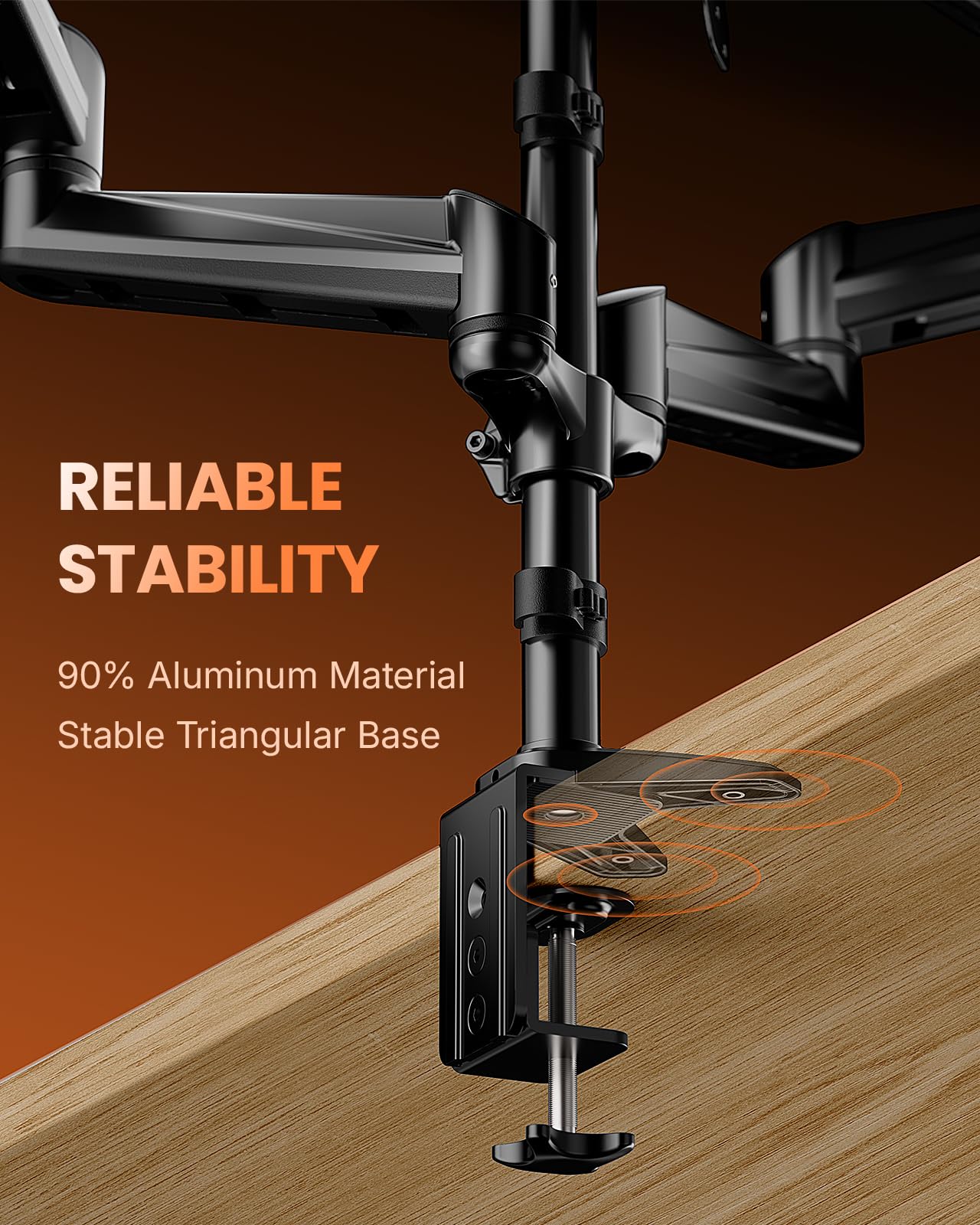 ErGear Triple Monitor Mount, Fully Adjustable Gaming 3 Monitor Desk Mount for 17 to 32 inch Computer Screens, Swivel, Tilt, Rotation, C-Clamp & Grommet Base