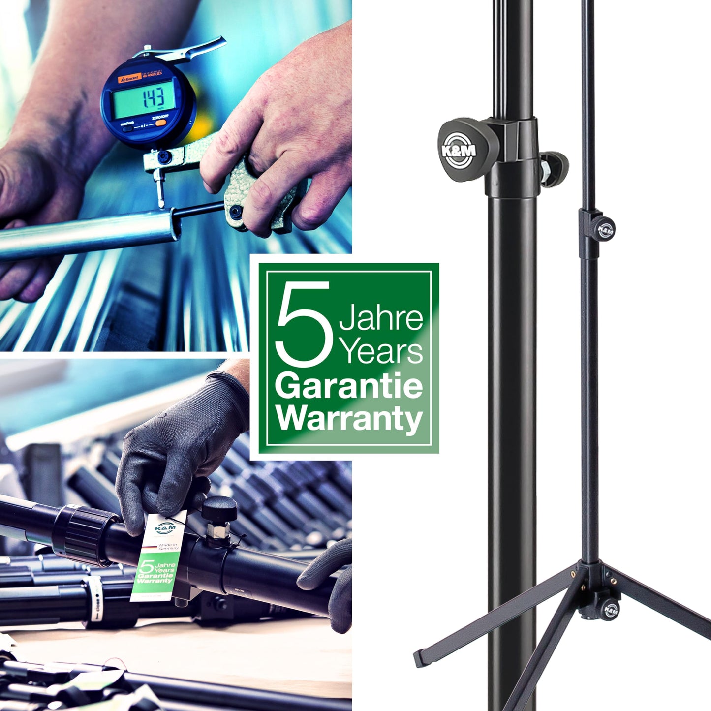 K&M Konig & Meyer 19793 Universal Tablet Mount/Ipad Holder & Stand Rotate Tablet 360, Adjustable Height, Stable Tripod Base, Stu