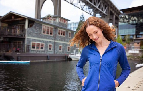 Cutter & Buck Womens Adapt Eco Knit Hybrid Recycled Full Zip Jacket Windbreaker, Hunter, X-Large US