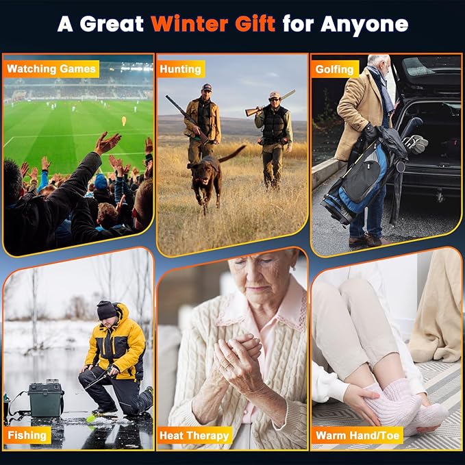Electric Hand Warmers Rechargeable with Power Bank, LED Display, 17Hrs Warmth, Dual-Side 4 Levels Fast Heating Portable Pocket Heater for Hunting, Camping, Golf, Outdoor, Gifts for Women/Men