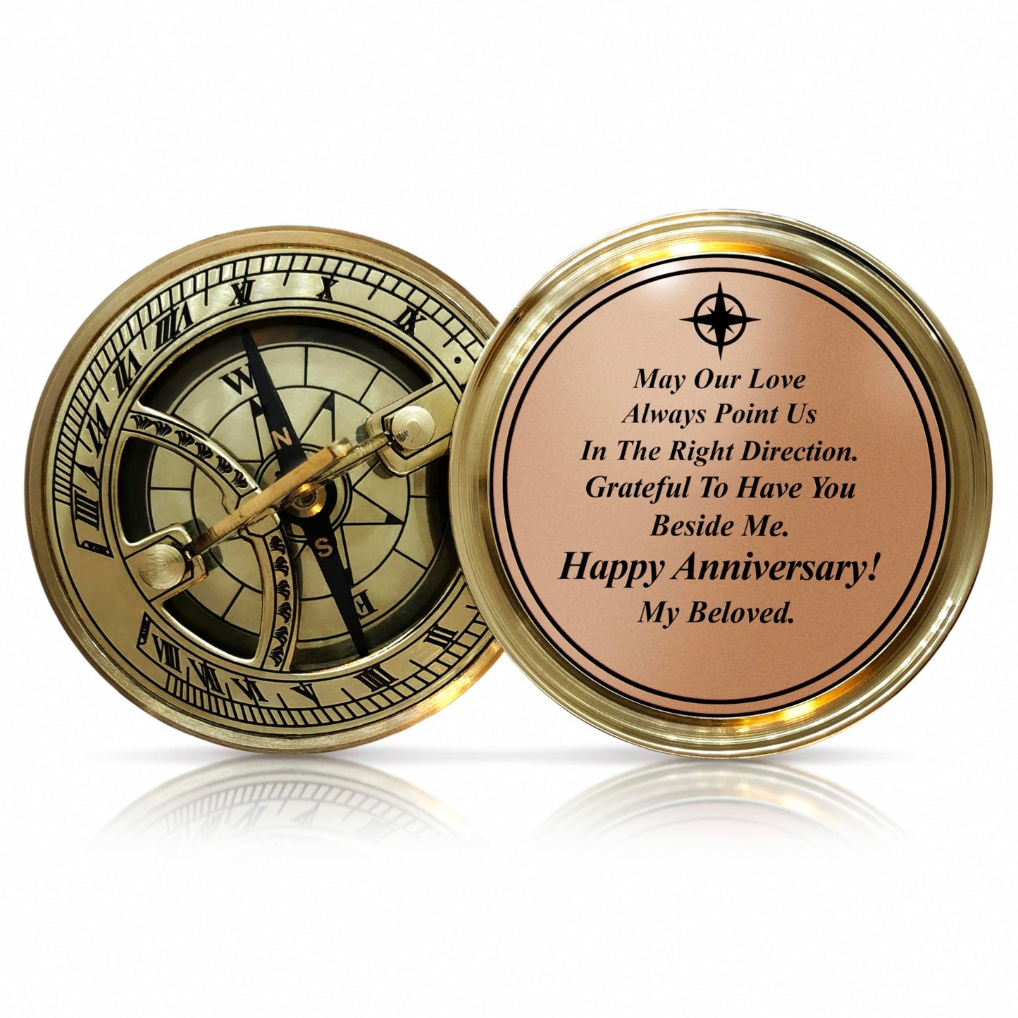 OakiWay Anniversary Sundial Compass Gift for Him or Her - Unique Gift Ideas for Husband or Wife, Men Wedding Anniversary 50th 40th 25th 20th Year Celebration, Gift Card Included