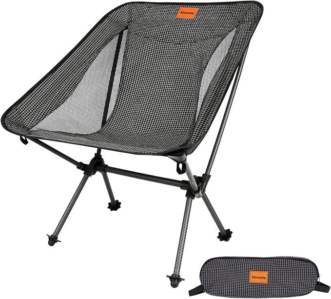 Msnaile Camping Chair, Carbon Fiber Frame 1.5 lbs Ultralight Folding Chair, Compact Portable Camp Chair for Adults, Backpa...