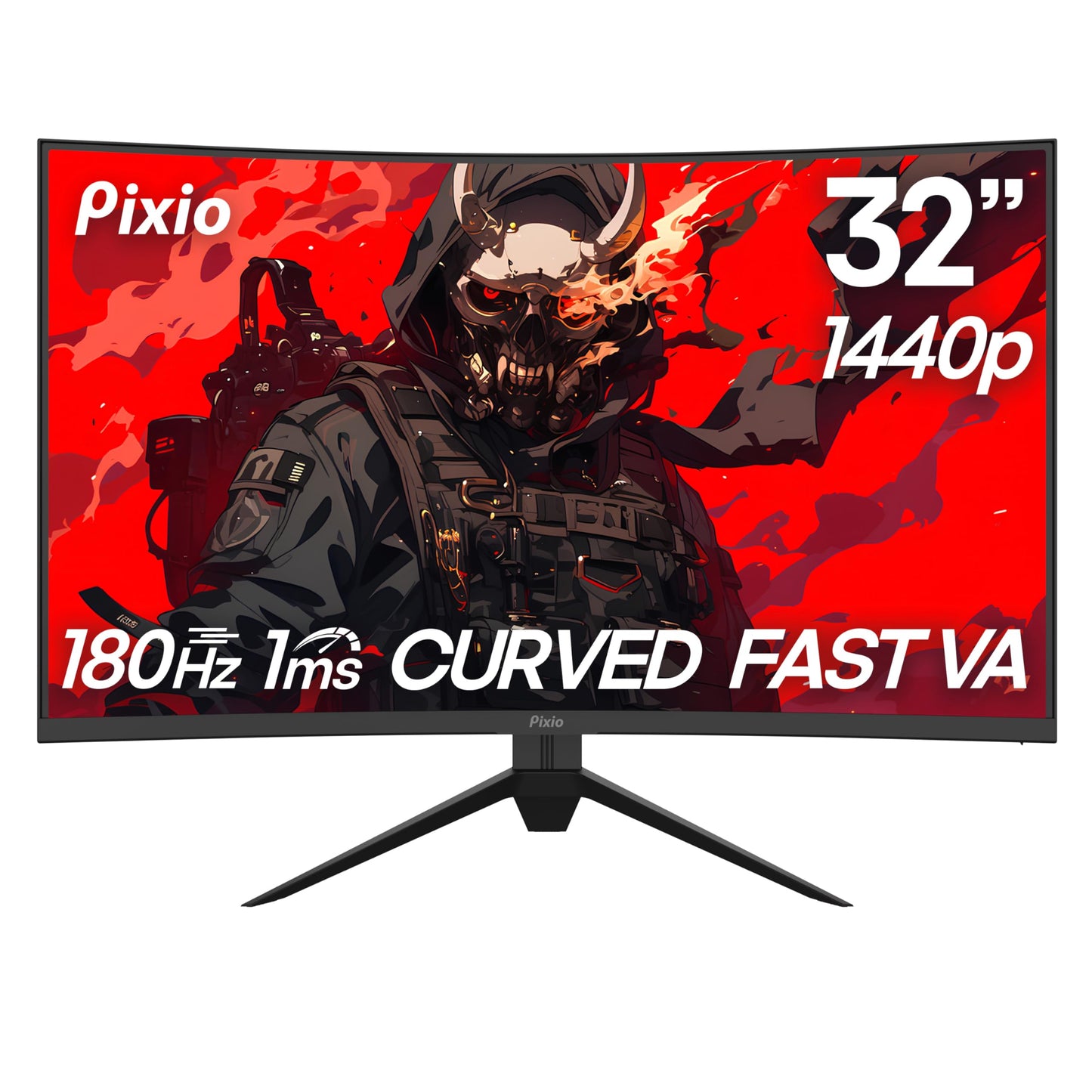 Pixio PXC328 32 inch 180Hz Refresh Rate QHD 1440p Resolution 1500R Curved Fast VA Panel 1ms GTG Response Time Adaptive Sync HDR Curved Gaming Monitor