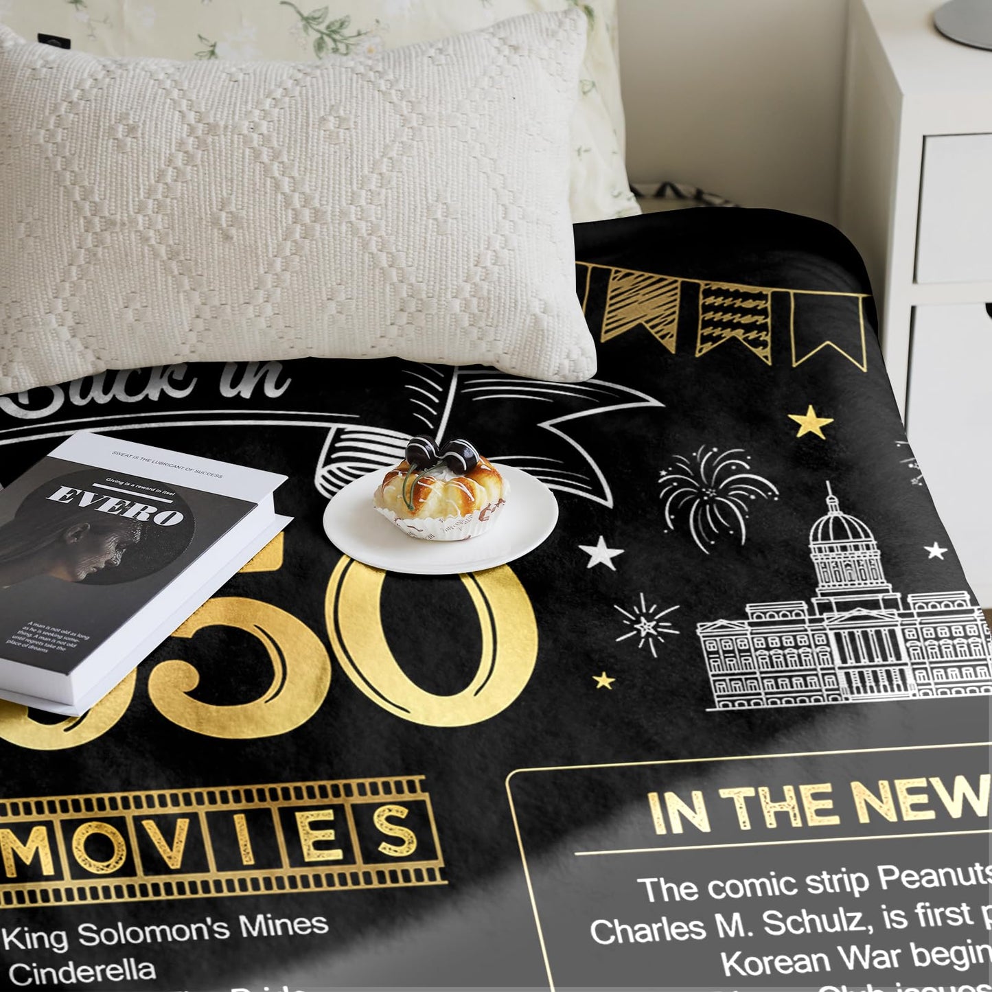 Aisdfhsa 75th Birthday Gift for Women and Men - Back in 1950 Throw Blanket 60Lx50W Inches - 75 Year Old Decorations and Ideas