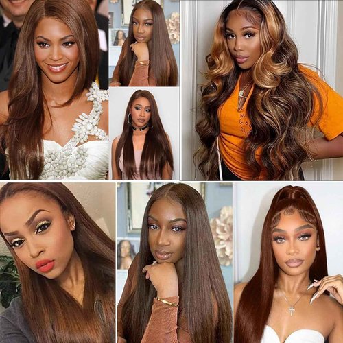 Habiliana Bundles Human Hair 20 22 24 Inch Straight Dark Brown 4 Human Hair Bundles 11A Unprocessed Brazilian Virgin Quick Weave Hair Extensions for Black Women