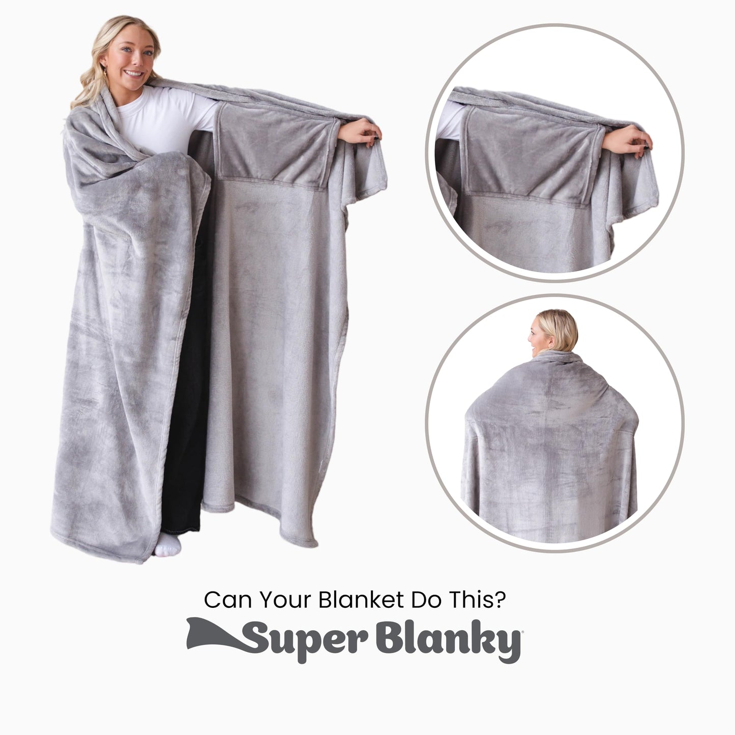 Super Blanky Wearable Blankets for Women, Adult Wearable Blanket Men, Dorm Room Essentials for Girls, Girlfriend Gifts for Women, Girlfriend Birthday Gifts for her, Chemotherapy Must Haves, Light Gray