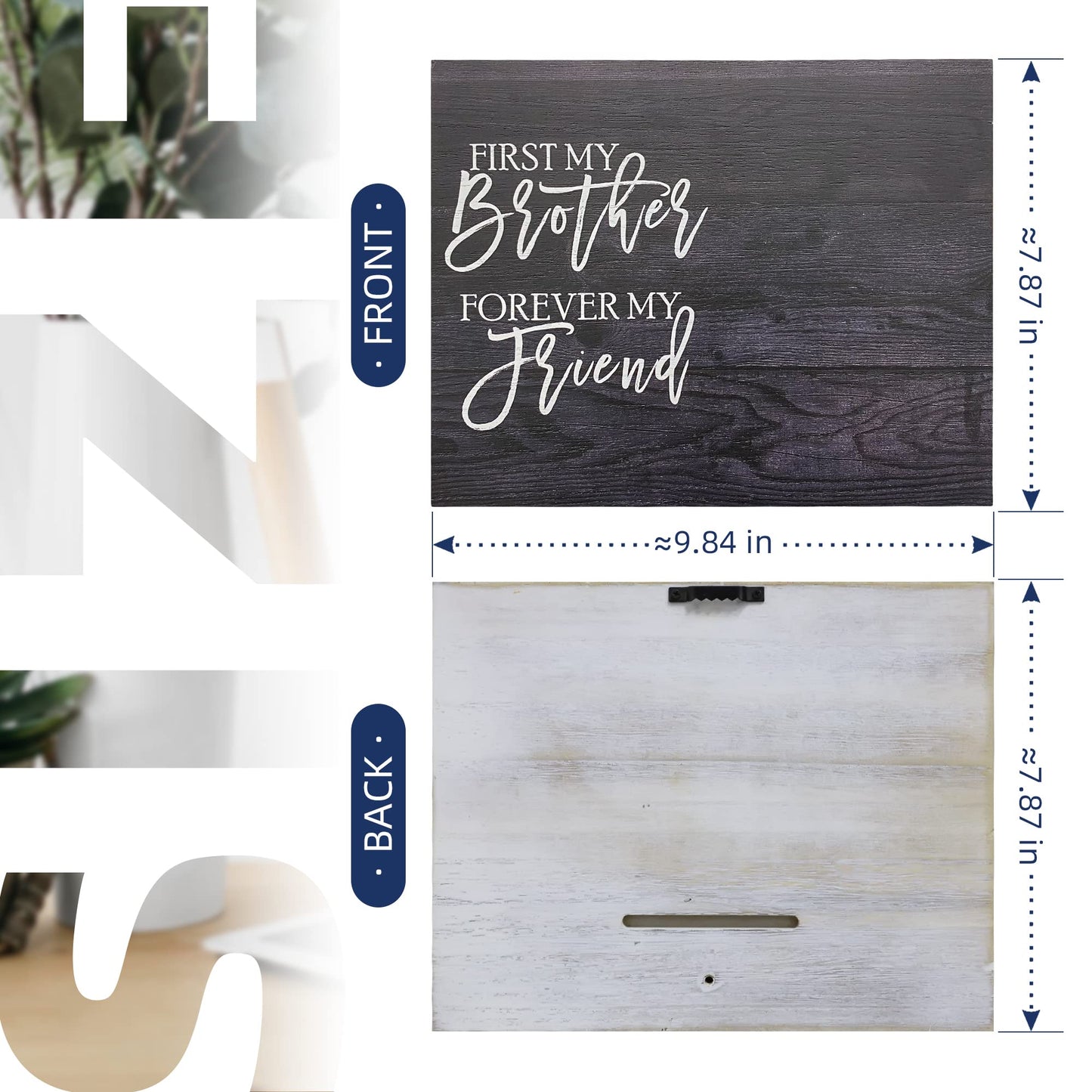 ZENNLAB Brother Picture Frame Holds 4x6 Photo, Rustic Black Wood Frame, 9.84 x 7.87 inches for Brother from Sister