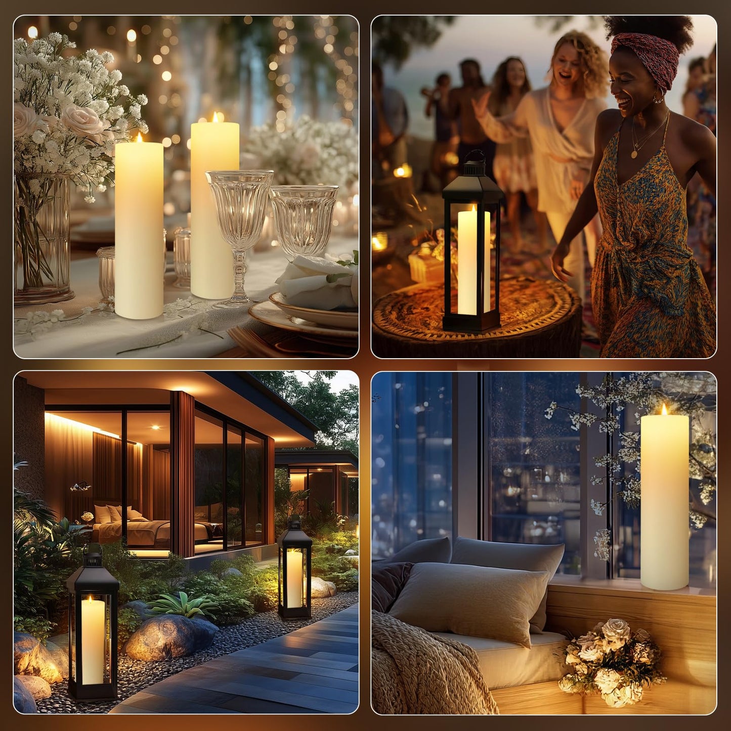 14" x 4" Large Outdoor Candles, Waterproof Flickering LED Flameless Candles with Timer, Battery Operated Candles with Remote Control Realistic Fake Pillar for Patio Porch Lanterns, Ivory 1 Pack