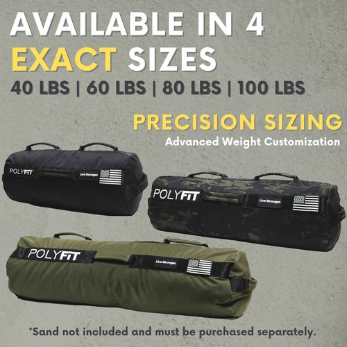 Polyfit Sandbag Pro - Workout Sandbag with Triple Closure Filler Bag and Reinforced Nylon Webbing - Green - 100LB
