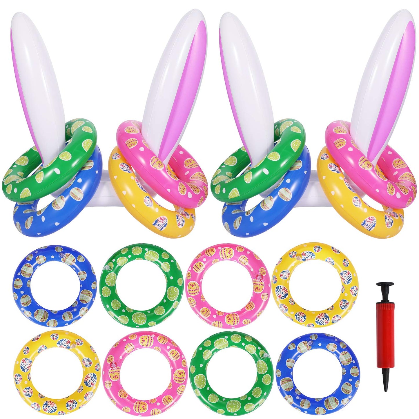 Max Fun Easter Inflatable Bunny Ring Toss Games Inflatable Toss Game for Easter Party Favors Indoor Outdoor Games (Easter Bunny Ears Ring Toss)