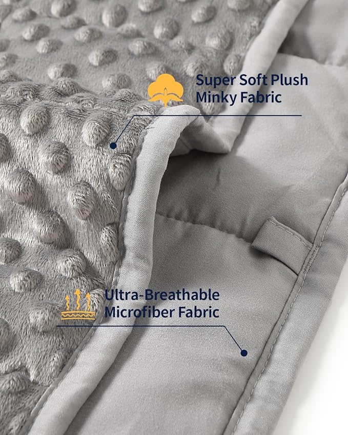 Mr. Sandman Weighted Blanket for Adults Queen, Minky Dots Heavy Blanket for Woman,Man Sleeping/Calm, Soft, Cozy and Cooling Weighted Throw Blankets, Machine Washable, 80 x 87in, 15 Pounds, Grey