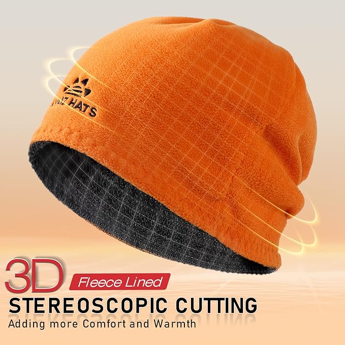 Lvaiz Mens Winter Beanie Hat Warm Fleece Lined Skull Cap for Men Reversible Women Windproof Watch Hat Knit Warm Unisex Beanie