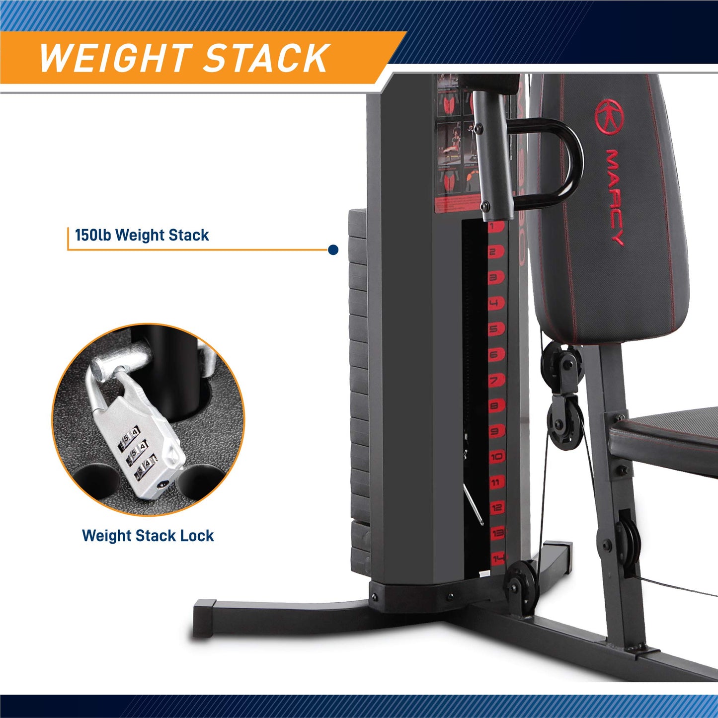 Marcy 150-lb Multifunctional Home Gym Station for Total Body Training MWM-989