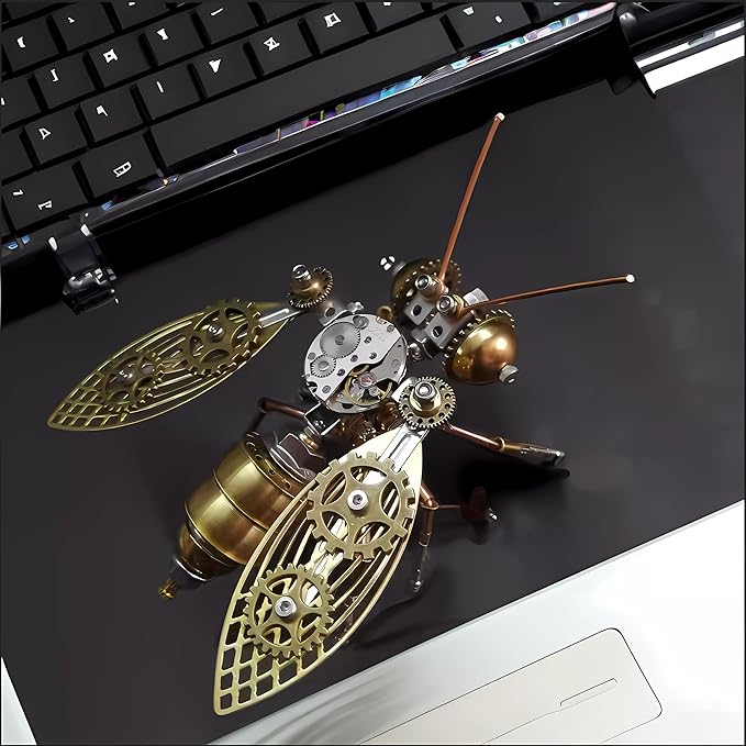 Mechanical Metal DIY 3D Bumblebee Model Kits Puzzle for Adults Insect Brass Puzzle Steampunk Electric Mechanical, Assembly DIY Gift Craft Hobby for Men (Bumblebee)