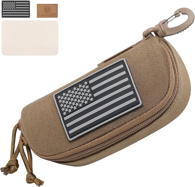 Lemubeane Tactical Molle Glasses Pouch Eyeglasses Hard Case Shockproof Sunglasses Carrying Case with Cleaning Cloth