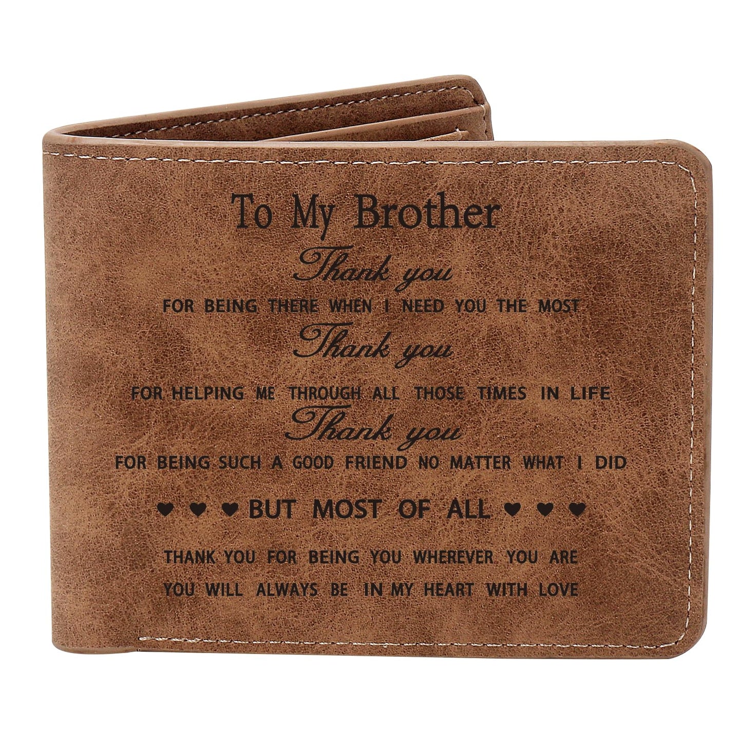 THTCSQ To My Brother Personalized Leather Wallet Engraved - Man's Birthday & Christmas Gifts