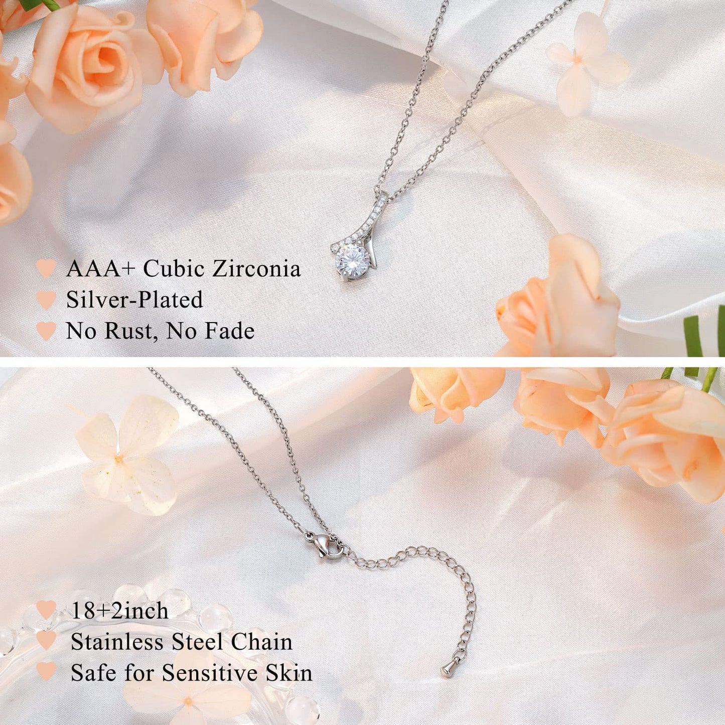 UPROMI Mother of The Bride Gifts from Daughter - Wedding Jewelry for Mom: Silver Dainty Necklace