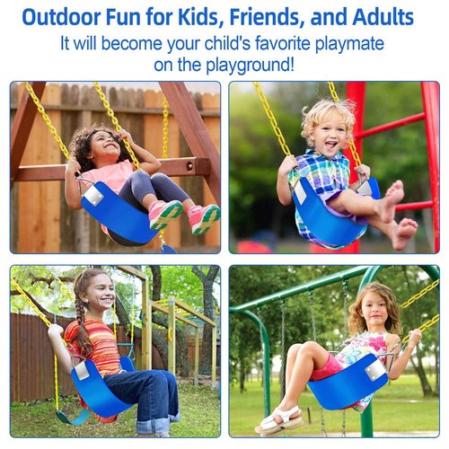 AGPTEK Toddler Swing Set, Heavy Duty Bucket Swing with Adjustable Rope, Toddler Cute Shape with 250 LB and 150 LB Capacity - Blue