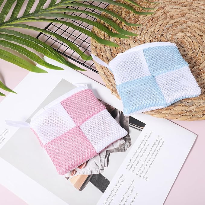2 PCS Small Laundry Pod Bag for Washing, Anti-Sticking Mesh Laundry Pods Container, Mini Laundrys Pod Anti-Sticking Bag for Travel, Storage(Blue, Pink)