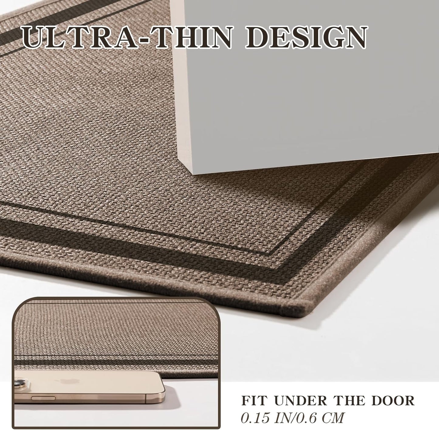 chakme Bathroom Rugs Mat 24x17, Ultra Thin Non Slip Bath Mat Small Quick Dry Absorbent Bath Mat for Bathroom Floor, (Dark Beige, 24"x17")