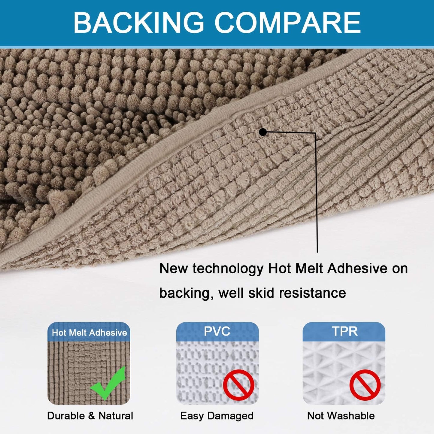 H.VERSAILTEX Bathroom Rugs Bath Mat Runner Rug Non Slip Kitchen Rug Extra Long Bath Rug Runners Oversized 59" x 20" Absorbent Washable Dry Fast Plush Area Rug for Bathroom/Bedroom - Taupe Brown