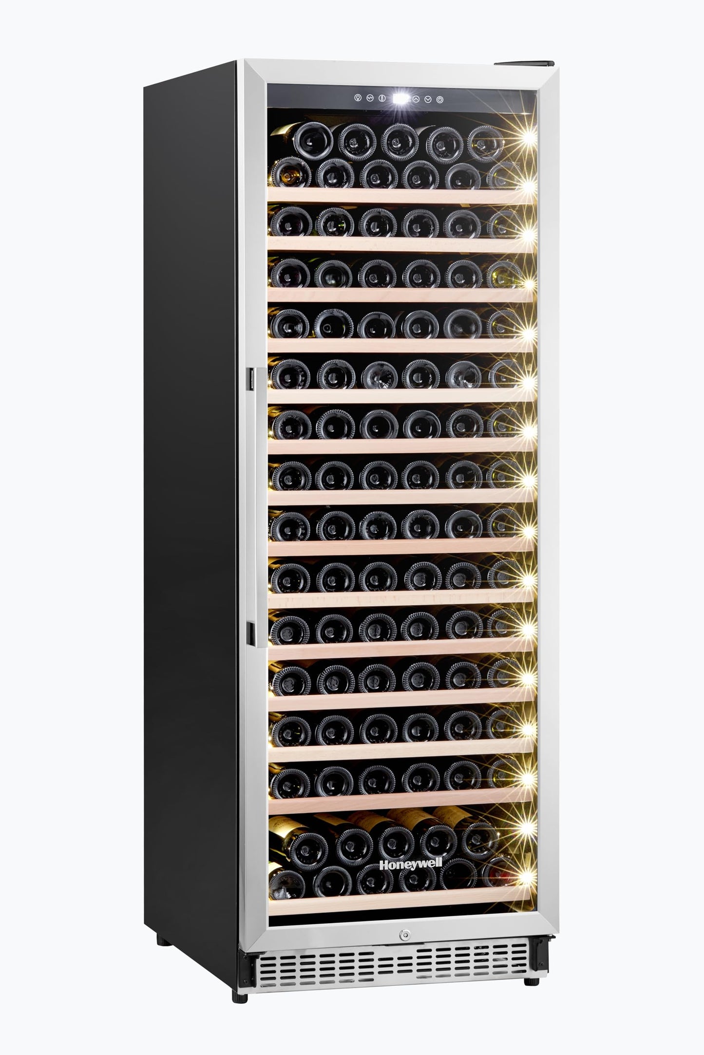 Honeywell 165 Bottle Compressor Wine Cooler Refrigerator, Large Freestanding Wine Cellar For Red, White, Champagne or Sparkling Wine, Digital Temperature Control, Stainless Steel