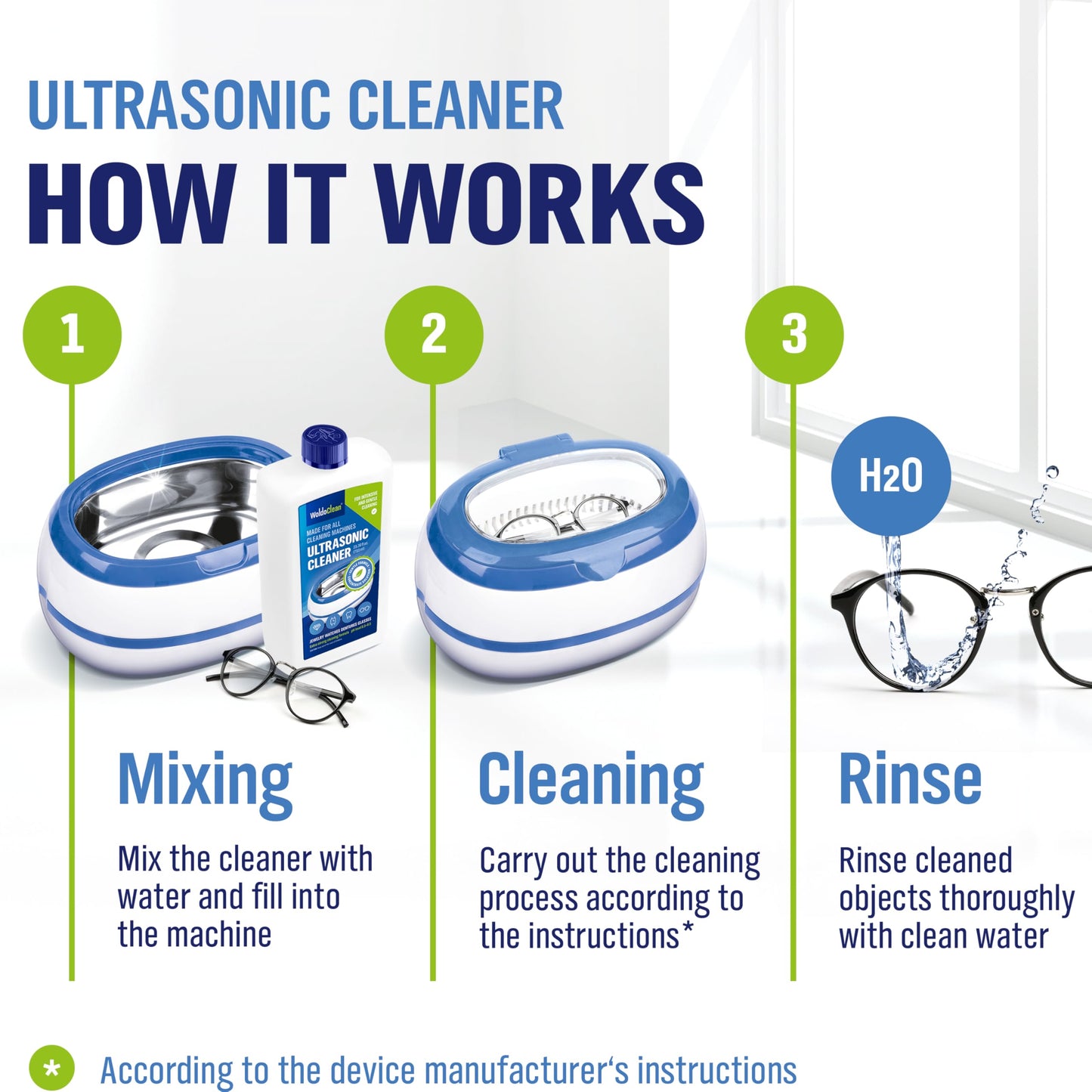WoldoClean Ultrasonic Cleaner Solution 25.4 Fl Oz - Jewelry Cleaning Liquid for Ultrasonic Machines, Watches, Glasses & Sonic Jewelry Cleaner